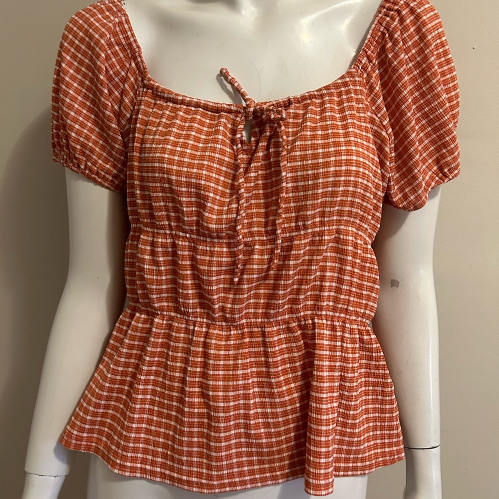 NEW WITH TAGS Madewell Omaha Tiered Top Red- orange
